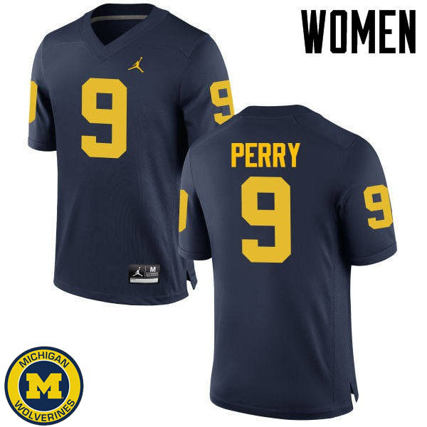 Women Michigan Wolverines #9 Grant Perry Navy Alumni Jersey